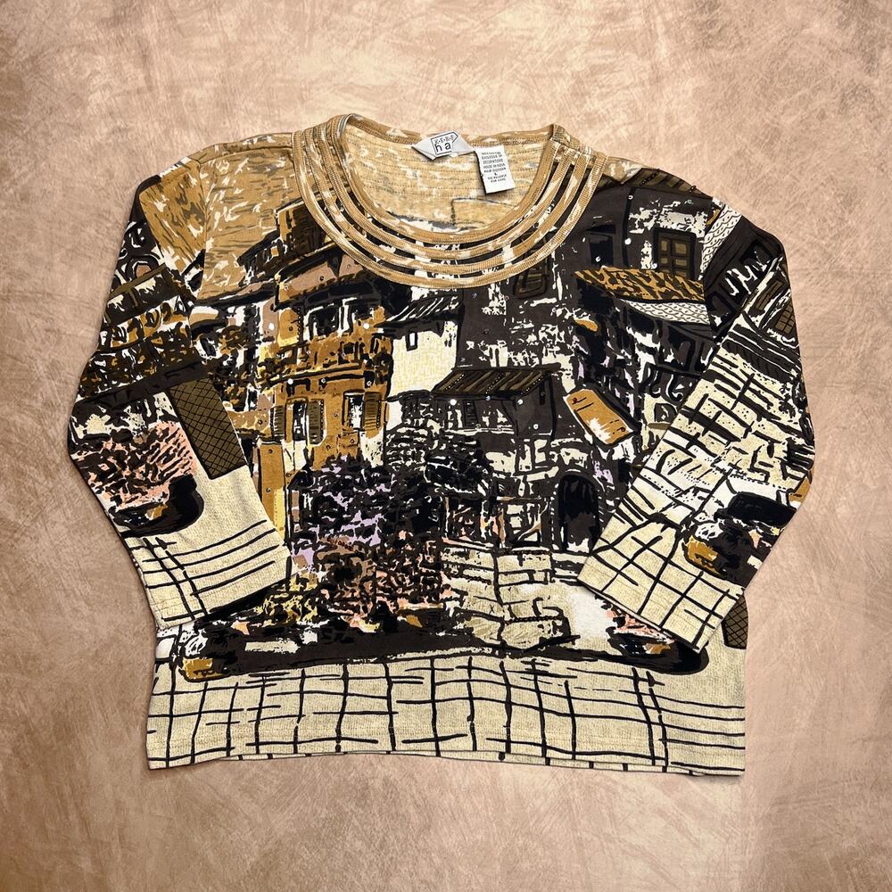 Artistic Print Long Sleeve Top